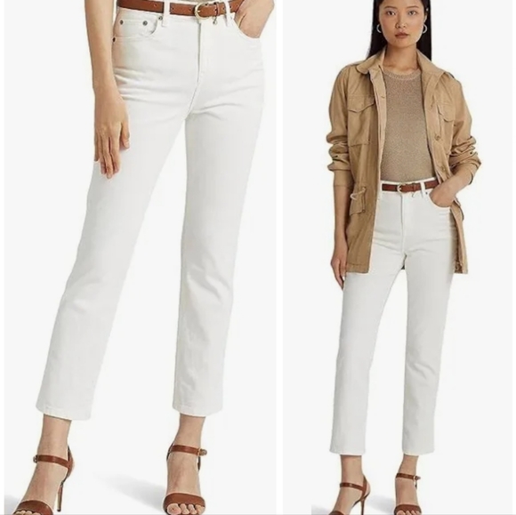 Lauren Ralph Lauren High-Rise Straight Ankle Jeans - Picture 1 of 12